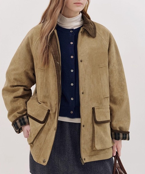 Fano Studios（ファノ ストゥディオズ）の「コーデュロイディティール フェイクスエードジャケット FD25M017【Fano Studios】【2025AW】（ミリタリージャケット・レディース・ベージュ・L/M/S）」の8枚目の写真