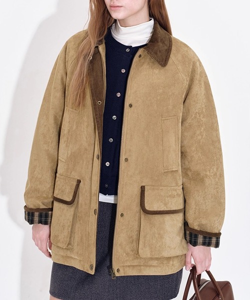 Fano Studios（ファノ ストゥディオズ）の「コーデュロイディティール フェイクスエードジャケット FD25M017【Fano Studios】【2025AW】（ミリタリージャケット・レディース・ベージュ・L/M/S）」の9枚目の写真