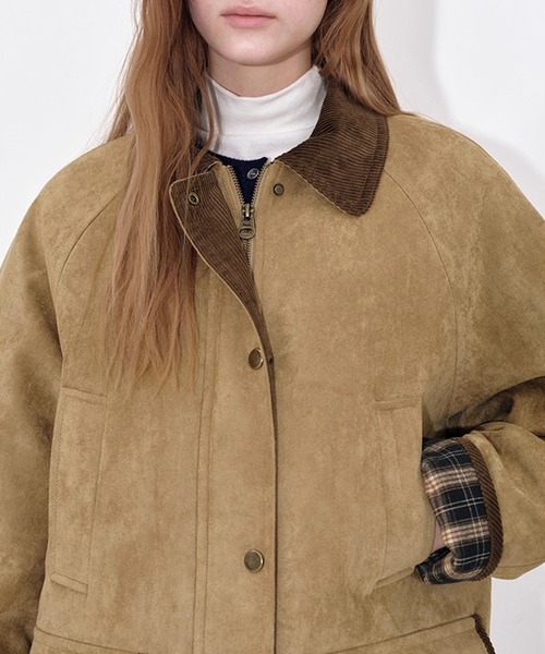 Fano Studios（ファノ ストゥディオズ）の「コーデュロイディティール フェイクスエードジャケット FD25M017【Fano Studios】【2025AW】（ミリタリージャケット・レディース・ベージュ・L/M/S）」の11枚目の写真