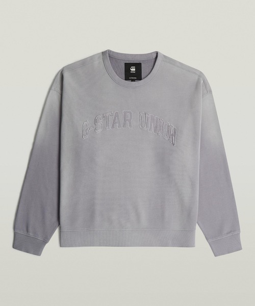 G-STAR（ジースター）の「Sunfaded Applique Loose Sweater/ヴィンテージライクサンフェード加工オーバーサイズアップリケロゴスウェット/トレーナー（スウェット・メンズ・グレー系その他/ダークブラック・MEDIUM/SMALL/X-SMALL/X-LARGE/LARGE）」の7枚目の写真