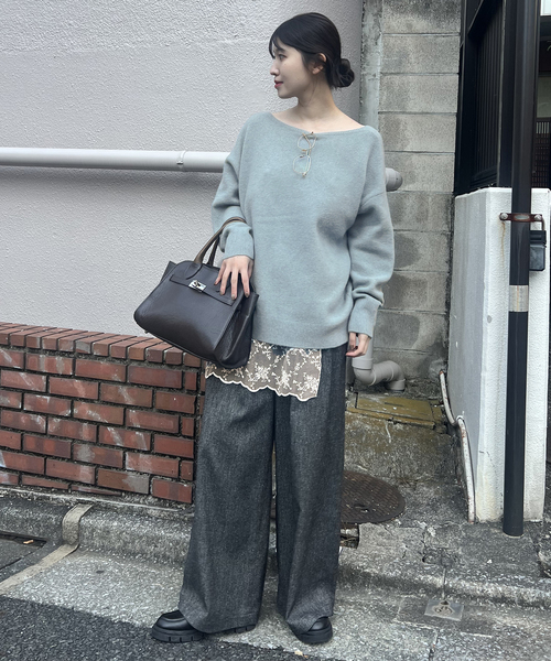 JOURNAL STANDARD(ジャーナルスタンダード)の「FOX WOOL 2WAY Vネックプルオーバー(ニット/セーター・レディース・ブラウン/ライトブルー/ピンク・FREE)」の7枚目の写真