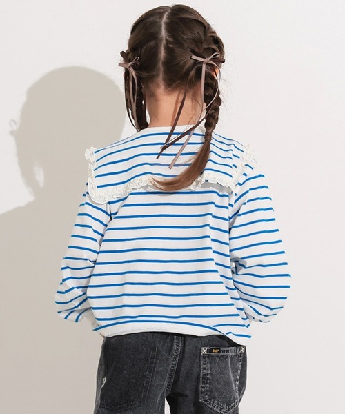 Ocean&Ground（オーシャン&グラウンド）の「セーラーカラーボーダーロンＴ（Tシャツ/カットソー・キッズ・レッド/ブルー・80/90/95/100/110/120）」の6枚目の写真