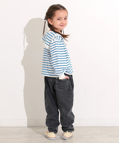 Ocean&Ground（オーシャン&グラウンド）の「セーラーカラーボーダーロンＴ（Tシャツ/カットソー・キッズ・レッド/ブルー・80/90/95/100/110/120）」の9枚目の写真