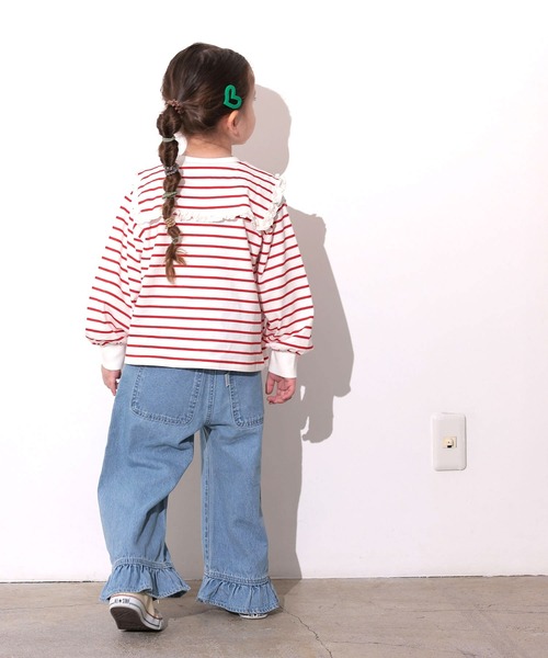 Ocean&Ground（オーシャン&グラウンド）の「セーラーカラーボーダーロンＴ（Tシャツ/カットソー・キッズ・レッド/ブルー・80/90/95/100/110/120）」の16枚目の写真