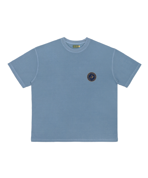 SATURDAY LEISURE CLUB(サタデーレジャークラブ)の「Pigment Dyed T-shirt(Unisex) / Small S.L.C Emblem - Sky Blue(Tシャツ/カットソー・レディース・その他・L/M)」の1枚目の写真