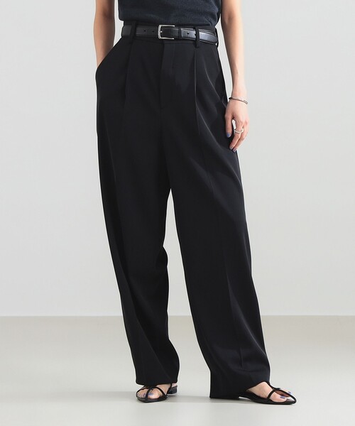 Demi-Luxe BEAMS(デミルクス ビームス)の「【6/11値下げ】セミワイド 1タックパンツ(スラックス・レディース・ブラック/ベージュ・36/38)」の2枚目の写真