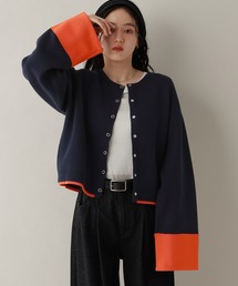 RAGEBLUE | ロールアップデザイン/バイカラーニットカーディガン(カーディガン/ボレロ)
