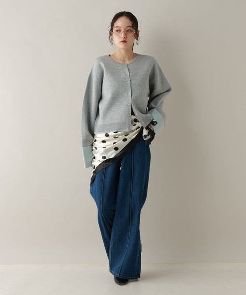 RAGEBLUE（レイジブルー）の「ロールアップデザイン/バイカラーニットカーディガン（カーディガン/ボレロ・レディース・ネイビー/ダークグレー/ライトグレー/ライトピンク・FREE）」の9枚目の写真