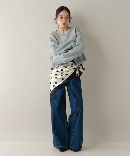 RAGEBLUE（レイジブルー）の「ロールアップデザイン/バイカラーニットカーディガン（カーディガン/ボレロ・レディース・ネイビー/ダークグレー/ライトグレー/ライトピンク・FREE）」の10枚目の写真