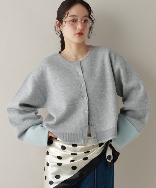 RAGEBLUE（レイジブルー）の「ロールアップデザイン/バイカラーニットカーディガン（カーディガン/ボレロ・レディース・ネイビー/ダークグレー/ライトグレー/ライトピンク・FREE）」の13枚目の写真