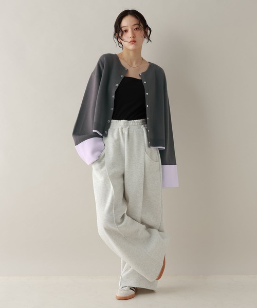 RAGEBLUE（レイジブルー）の「ロールアップデザイン/バイカラーニットカーディガン（カーディガン/ボレロ・レディース・ネイビー/ダークグレー/ライトグレー/ライトピンク・FREE）」の15枚目の写真