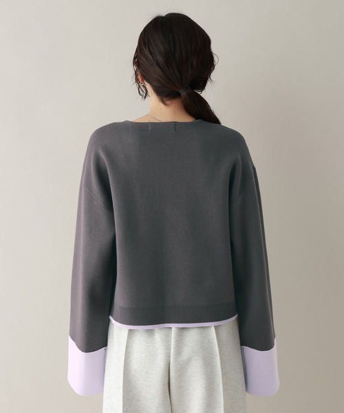 RAGEBLUE（レイジブルー）の「ロールアップデザイン/バイカラーニットカーディガン（カーディガン/ボレロ・レディース・ネイビー/ダークグレー/ライトグレー/ライトピンク・FREE）」の21枚目の写真