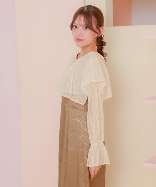 Retica(レティカ)の「ボレロ 結婚式 ショート丈 長袖 フリル レース フェミニン カーディガン 二次会 お呼ばれ パーティー(カーディガン/ボレロ・レディース・アイボリー/ブルーグレー/ブラック・M)」の11枚目の写真