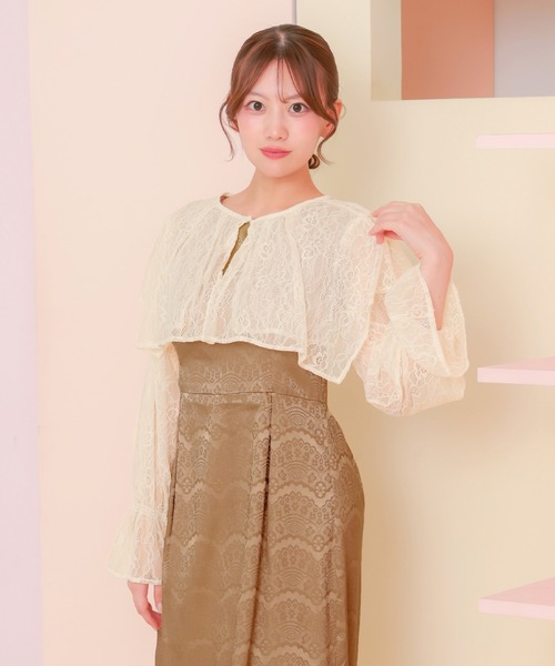 Retica(レティカ)の「ボレロ 結婚式 ショート丈 長袖 フリル レース フェミニン カーディガン 二次会 お呼ばれ パーティー(カーディガン/ボレロ・レディース・アイボリー/ブルーグレー/ブラック・M)」の10枚目の写真