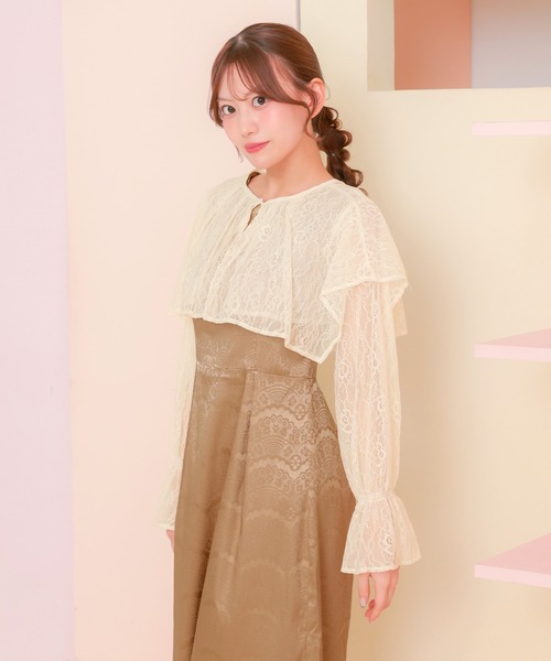 Retica(レティカ)の「ボレロ 結婚式 ショート丈 長袖 フリル レース フェミニン カーディガン 二次会 お呼ばれ パーティー(カーディガン/ボレロ・レディース・アイボリー/ブルーグレー/ブラック・M)」の9枚目の写真