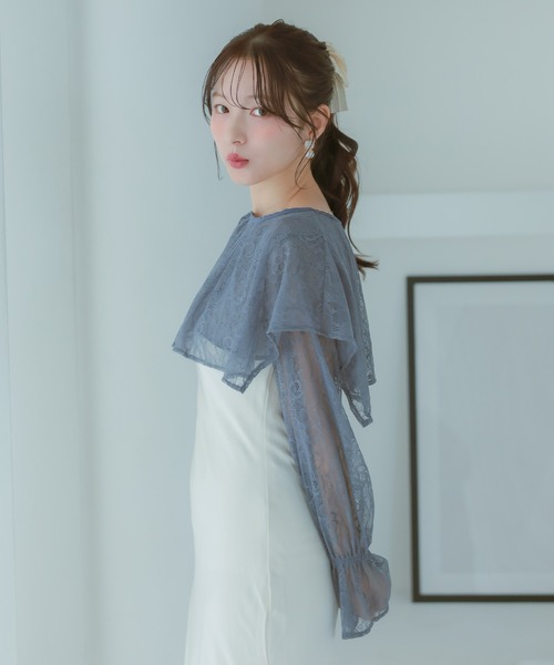 Retica(レティカ)の「ボレロ 結婚式 ショート丈 長袖 フリル レース フェミニン カーディガン 二次会 お呼ばれ パーティー(カーディガン/ボレロ・レディース・アイボリー/ブルーグレー/ブラック・M)」の21枚目の写真