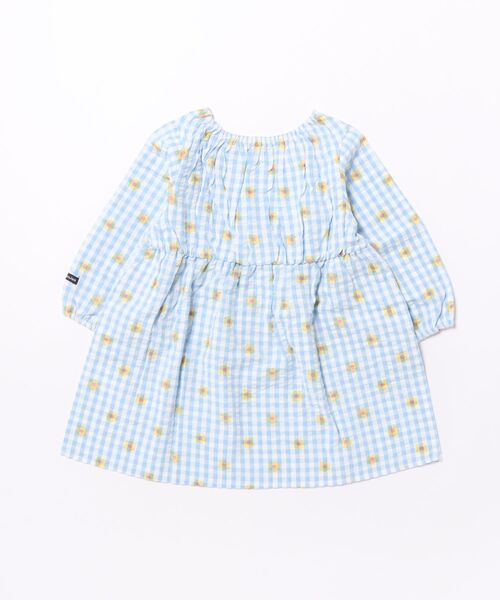 Moujonjon（ムージョンジョン）の「いちご・小花柄ギンガムチェック柄長袖ワンピース（ワンピース・キッズ・ライトピンク/サックスブルー・90/100/110/120/130/140）」の9枚目の写真