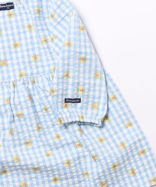Moujonjon（ムージョンジョン）の「いちご・小花柄ギンガムチェック柄長袖ワンピース（ワンピース・キッズ・ライトピンク/サックスブルー・90/100/110/120/130/140）」の10枚目の写真
