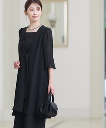 nissen | 【喪服・礼服】洗える防しわフォーマルアンサンブル風前開きワンピース＜大きいサイズ有＞(スーツセット)