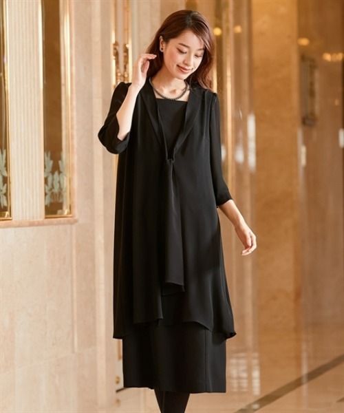 nissen（ニッセン）の「【喪服・礼服】洗える防しわフォーマルアンサンブル風前開きワンピース＜大きいサイズ有＞（スーツセット・レディース・ブラック・15号/17号/19号/7号/9号/11号）」の3枚目の写真