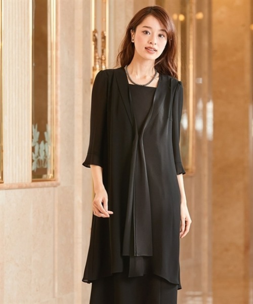 nissen（ニッセン）の「【喪服・礼服】洗える防しわフォーマルアンサンブル風前開きワンピース＜大きいサイズ有＞（スーツセット・レディース・ブラック・15号/17号/19号/7号/9号/11号）」の4枚目の写真