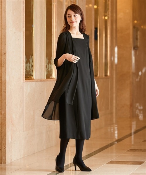 nissen（ニッセン）の「【喪服・礼服】洗える防しわフォーマルアンサンブル風前開きワンピース＜大きいサイズ有＞（スーツセット・レディース・ブラック・15号/17号/19号/7号/9号/11号）」の5枚目の写真