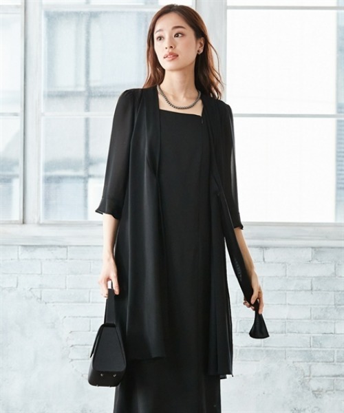 nissen（ニッセン）の「【喪服・礼服】洗える防しわフォーマルアンサンブル風前開きワンピース＜大きいサイズ有＞（スーツセット・レディース・ブラック・15号/17号/19号/7号/9号/11号）」の6枚目の写真