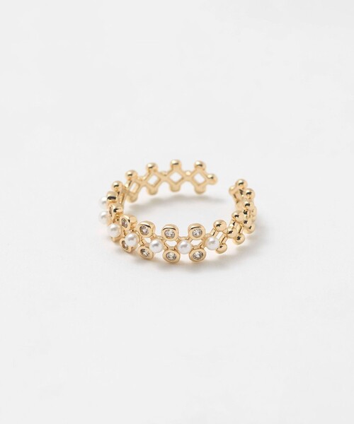 BEAUTY&YOUTH UNITED ARROWS（ビューティーアンドユースユナイテッドアローズ）の「プレイド パールモチーフ×ビジュー リング（リング・レディース・ゴールド・FREE）」の3枚目の写真