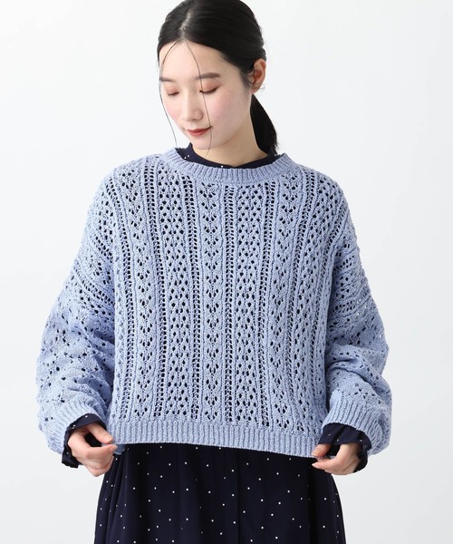 studio CLIP(スタディオクリップ)の「《natural by clip》テープヤーン透かしプルオーバー(ニット/セーター・レディース・ベージュ/ライトブルー/アイボリー・FREE)」の3枚目の写真