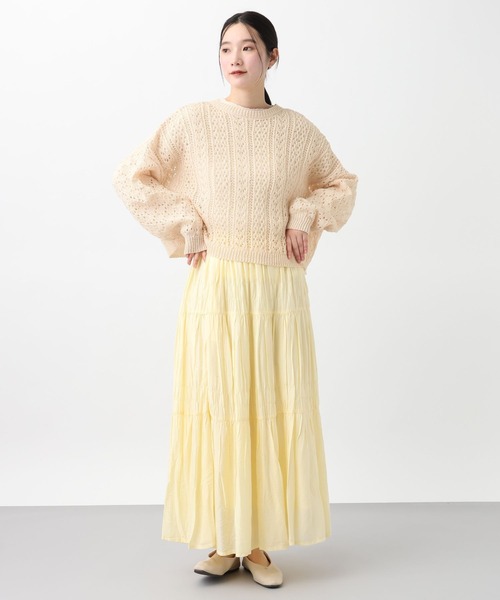 studio CLIP(スタディオクリップ)の「《natural by clip》テープヤーン透かしプルオーバー(ニット/セーター・レディース・ベージュ/ライトブルー/アイボリー・FREE)」の4枚目の写真