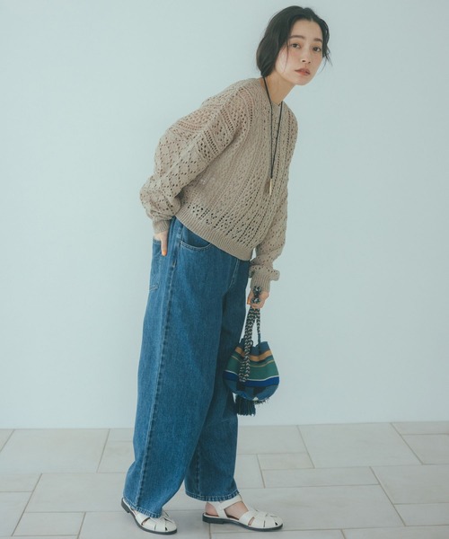 studio CLIP(スタディオクリップ)の「《natural by clip》テープヤーン透かしプルオーバー(ニット/セーター・レディース・ベージュ/ライトブルー/アイボリー・FREE)」の5枚目の写真