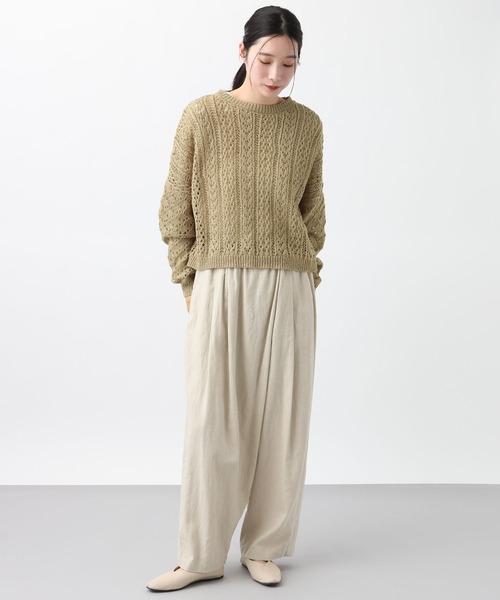 studio CLIP(スタディオクリップ)の「《natural by clip》テープヤーン透かしプルオーバー(ニット/セーター・レディース・ベージュ/ライトブルー/アイボリー・FREE)」の11枚目の写真