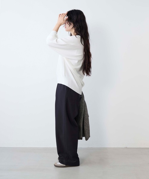 MICA&DEAL（マイカ＆ディール）の「ホールガーメントVネックニットプルオーバー（ニット/セーター・レディース・ホワイト/ピンク/アイボリー/ネイビー・FREE）」の8枚目の写真