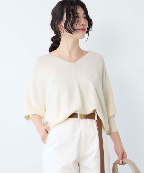 MICA&DEAL（マイカ＆ディール）の「ホールガーメントVネックニットプルオーバー（ニット/セーター・レディース・ホワイト/ピンク/アイボリー/ネイビー・FREE）」の11枚目の写真