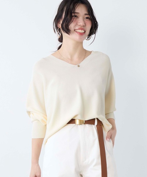 MICA&DEAL（マイカ＆ディール）の「ホールガーメントVネックニットプルオーバー（ニット/セーター・レディース・ホワイト/ピンク/アイボリー/ネイビー・FREE）」の12枚目の写真