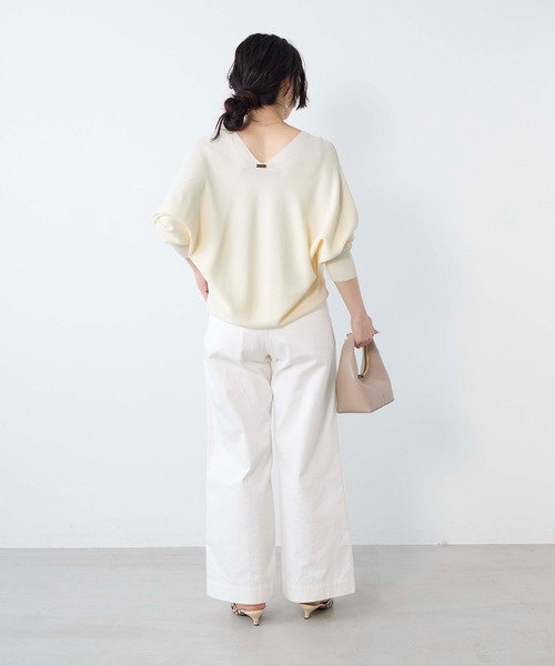 MICA&DEAL（マイカ＆ディール）の「ホールガーメントVネックニットプルオーバー（ニット/セーター・レディース・ホワイト/ピンク/アイボリー/ネイビー・FREE）」の16枚目の写真