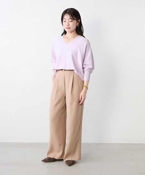 MICA&DEAL（マイカ＆ディール）の「ホールガーメントVネックニットプルオーバー（ニット/セーター・レディース・ホワイト/ピンク/アイボリー/ネイビー・FREE）」の22枚目の写真