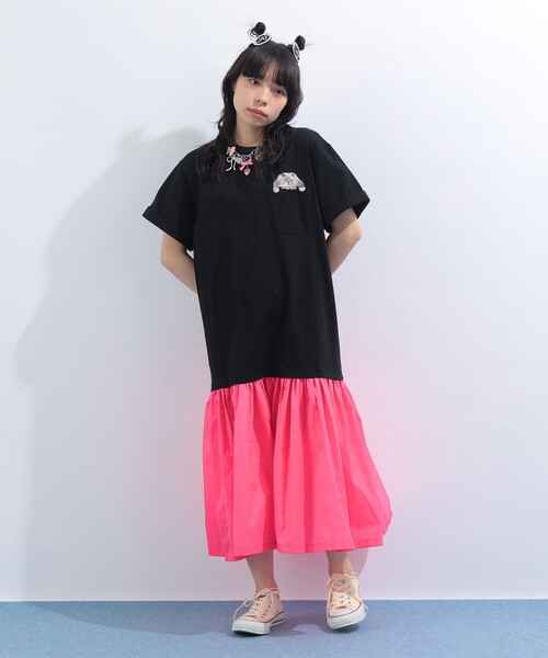 mmts（マミタス）の「ポケット “ルビー” 異素材 ワンピース（ワンピース・レディース・その他1/その他・ONE SIZE）」の4枚目の写真