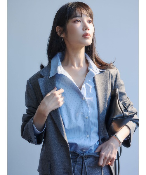 anuans(アニュアンス)の「【STRIPE】スタンダードシャツ(シャツ/ブラウス・レディース・サックスブルー/ブラウン・F)」の8枚目の写真