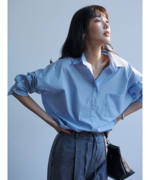 anuans(アニュアンス)の「【STRIPE】スタンダードシャツ(シャツ/ブラウス・レディース・サックスブルー/ブラウン・F)」の3枚目の写真