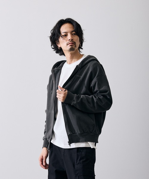 improves(インプローブス)の「ピグメント スウェット ジップパーカー(パーカー・メンズ・ブラック/ブラウン・SMALL/MEDIUM/LARGE/X-LARGE)」の1枚目の写真