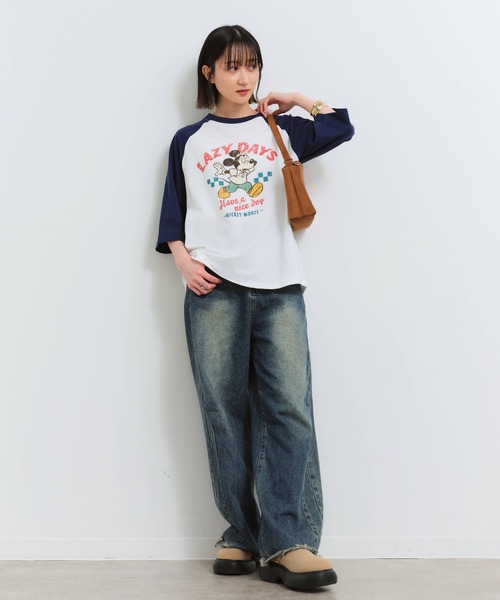 Disney(ディズニー)の「【Disney/ディズニー】アートワークデザイン 七分袖 ラグランスリーブ ワイドTシャツ(Tシャツ/カットソー・レディース・ホワイト系2/クリーム/ホワイト系1/オートミール・M/L)」の9枚目の写真
