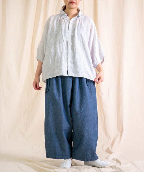 Brocante（ブロカント）の「[Brocante / ブロカント] 綿麻インディゴシャンブレー コルドンパンツ（デニムパンツ・レディース・インディゴブルー・2）」の18枚目の写真