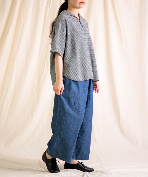 Brocante（ブロカント）の「[Brocante / ブロカント] 綿麻インディゴシャンブレー コルドンパンツ（デニムパンツ・レディース・インディゴブルー・2）」の19枚目の写真