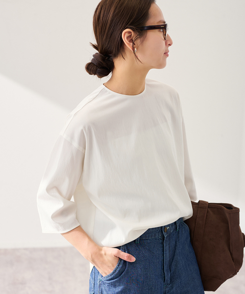 FRAMeWORK（フレームワーク）の「キュプラナイロンプルオーバー（シャツ/ブラウス・レディース・ブラック/ホワイト・FREE）」の2枚目の写真