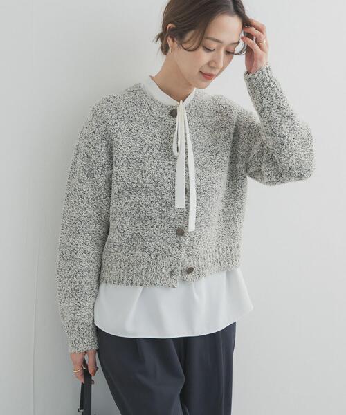 URBAN RESEARCH DOORS（アーバンリサーチドアーズ）の「メランジニットカーディガン（カーディガン/ボレロ・レディース・イエロー/オフホワイト・FREE）」の2枚目の写真