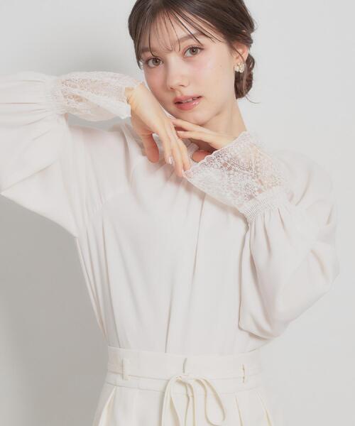couture brooch(クチュールブローチ)の「【通勤・着映え】レースカフス ピコシャーリング バックリボンブラウス(シャツ/ブラウス・レディース・ブラック/アイボリー/ピンク・36/42/40/38)」の12枚目の写真