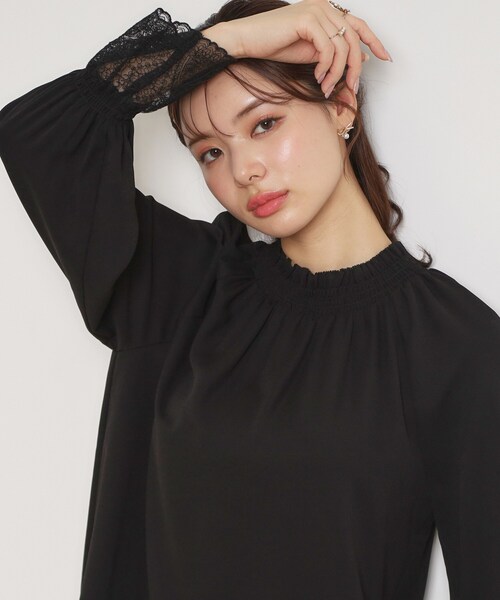 couture brooch(クチュールブローチ)の「【通勤・着映え】レースカフス ピコシャーリング バックリボンブラウス(シャツ/ブラウス・レディース・ブラック/アイボリー/ピンク・36/42/40/38)」の19枚目の写真