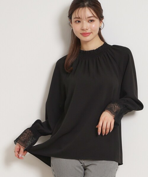 couture brooch(クチュールブローチ)の「【通勤・着映え】レースカフス ピコシャーリング バックリボンブラウス(シャツ/ブラウス・レディース・ブラック/アイボリー/ピンク・36/42/40/38)」の21枚目の写真