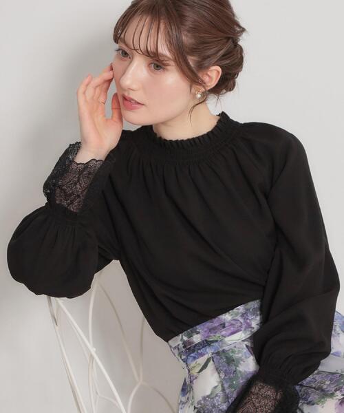 couture brooch(クチュールブローチ)の「【通勤・着映え】レースカフス ピコシャーリング バックリボンブラウス(シャツ/ブラウス・レディース・ブラック/アイボリー/ピンク・36/42/40/38)」の4枚目の写真